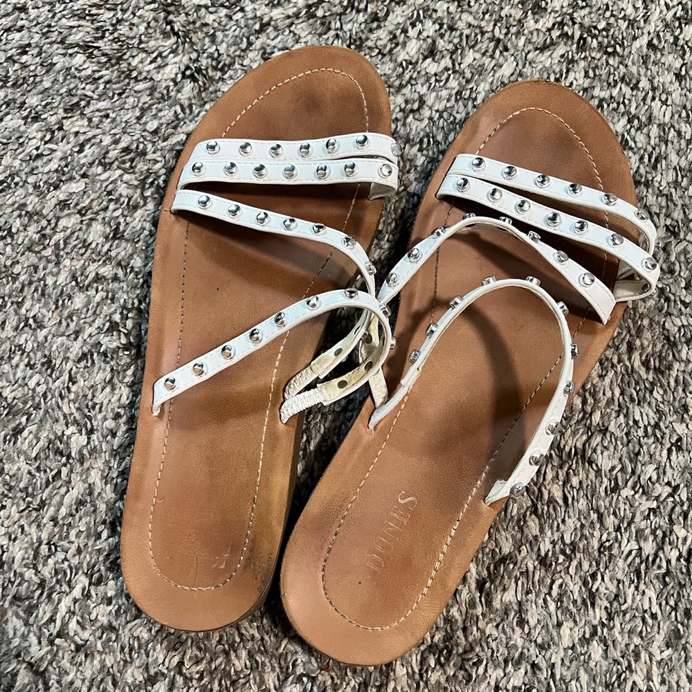 White studded sandals
